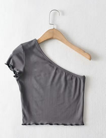 Fashion Dark Gray Irregular Strapless Short Sleeve T-shirt Vest