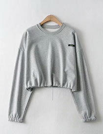 Fashion Gray Round Neck Loose Pullover Sweater