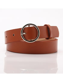 Fashion Camel Round Buckle Faux Leather Jeans Belt
