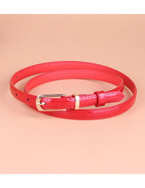Fashion Red Small Pu Leather Belt With Pin Buckle