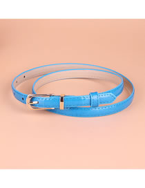 Fashion Blue Small Pu Leather Belt With Pin Buckle