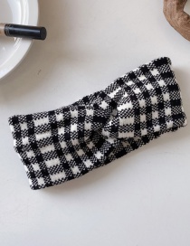 Fashion Black And White Knitted Woolen Letter Crossed Broad-sided Houndstooth Leopard Headband