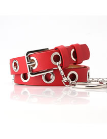 Fashion Red Circle Chain Full Hole Belt
