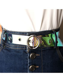 Fashion Colorful Colorful Eyelet Transparent Round Button Jeans Belt