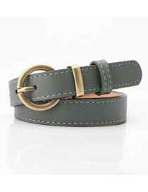 Fashion Haze Blue Faux Leather Round Buckle Belt With Pin Buckle