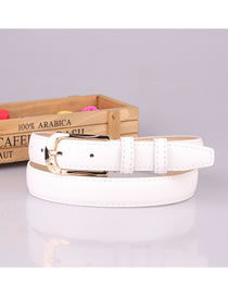 Fashion White Pu Leather Alloy Pin Buckle Carved Love Belt