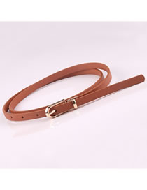 Fashion Camel Pin Buckle Pu Leather Alloy Geometric Thin Belt