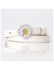 Fashion White Daisy Drip Paint Leather Belt