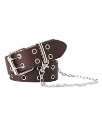 Fashion Brown Eyelet Chain Alloy Double Row Belt