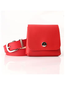 Fashion Red Multifunctional Small Belt Bag With Japanese Buckle