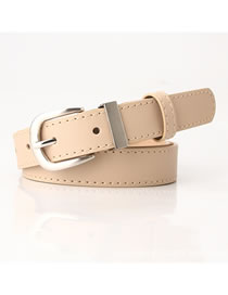 Fashion Khaki Imitation Leather Japanese Buckle Alloy Belt