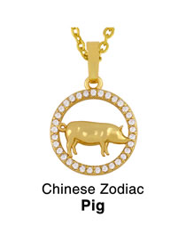 Fashion Pig Zodiac Pendant Diamond Animal Necklace