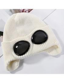Fashion White Woolen Glasses Thick Knitted Ski Hat