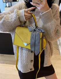Fashion Yellow Silk Scarf Flap Gilded Letters Crossbody Shoulder Bag