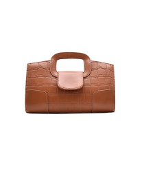 Fashion Brown Chain Stone Pattern Shoulder Crossbody Bag