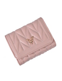Fashion Pink Embroidered Antler Short Wallet