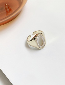 Fashion Round Hollow Pearl Love Round Open Ring