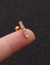 Fashion 17#gold Alloy Geometric Micro-inlaid Zircon Stainless Steel Earrings