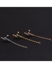 Fashion 4#gold Stainless Steel Pendant Geometric Micro-inlaid Zircon Earrings