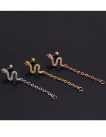 Fashion 5#gold Stainless Steel Pendant Geometric Micro-inlaid Zircon Earrings