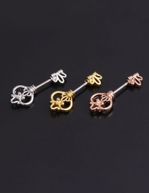 Fashion 3# Rose Gold Stainless Steel Pendant Geometric Micro-inlaid Zircon Earrings