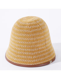 Fashion Yellow Houndstooth Leather Covered Fisherman Hat