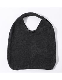 Fashion Gray Solid Color Large Capacity Wool Knit Shoulder Bag