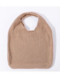 Fashion Khaki Solid Color Large Capacity Wool Knit Shoulder Bag