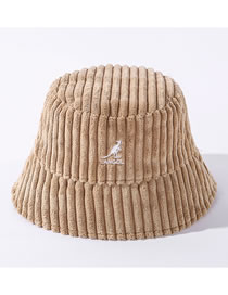 Fashion Khaki Kangaroo Embroidery Warm Double-sided Fisherman Hat