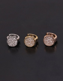 Fashion 4#silver Micro-inlaid Zircon Flowers Stainless Steel Geometric Earrings