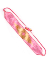 Fashion Pink Handmade Rice Bead Woven Geometric Bracelet