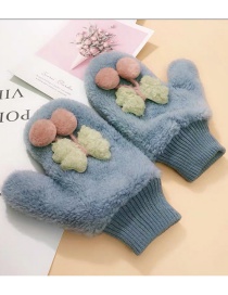 Fashion Butterfly-blue Animal Flip Fingerless Plush Thick Warm Gloves