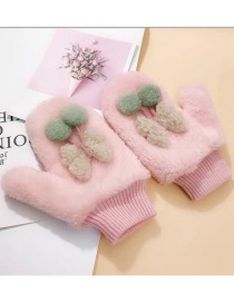 Fashion Butterfly-pink Animal Flip Fingerless Plush Thick Warm Gloves