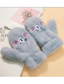 Fashion Cute Pet-blue Animal Flip Fingerless Plush Thick Warm Gloves