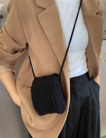 Fashion Black Knitted Wool Pocket Cross Warm Scarf
