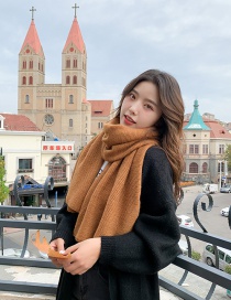 Fashion Caramel Embroidered Smiley Wool Knitted Scarf