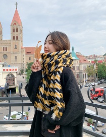 Fashion Yellow Houndstooth Padded Cashmere Scarf