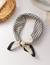 Fashion Black Stripes On White Satin Striped Contrast Silk Scarf