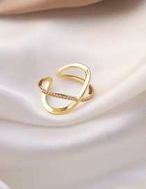 Fashion Golden Cross Diamond Cut Open Ring