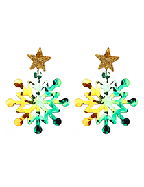 Fashion Green Resin Five-pointed Star Snowflake Earrings  Resin