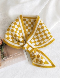 Fashion Check Yellow Cross Lattice Love Polka Dot Geometric Double-sided Knitted Wool Scarf