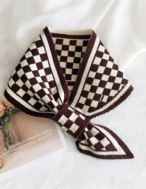 Fashion Check Brown Cross Lattice Love Polka Dot Geometric Double-sided Knitted Wool Scarf