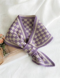 Fashion Plaid Purple Cross Lattice Love Polka Dot Geometric Double-sided Knitted Wool Scarf