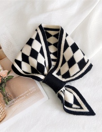 Fashion Diamond Black Cross Lattice Love Polka Dot Geometric Double-sided Knitted Wool Scarf