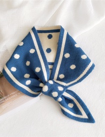 Fashion Polka Dot Blue Cross Lattice Love Polka Dot Geometric Double-sided Knitted Wool Scarf