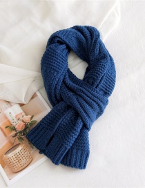 Fashion Dark Blue Striped Thick Warm Knitted Wool Scarf