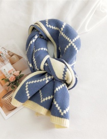 Fashion Blue Rice Double-sided Mesh Knitted Wool Scarf