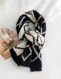 Fashion Black And White Double-sided Mesh Knitted Wool Scarf