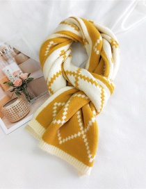 Fashion Yellow Rice Double-sided Mesh Knitted Wool Scarf