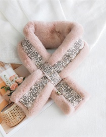 Fashion Powder Lace Flower Print Imitation Rabbit Fur Thickening Warm Scarf